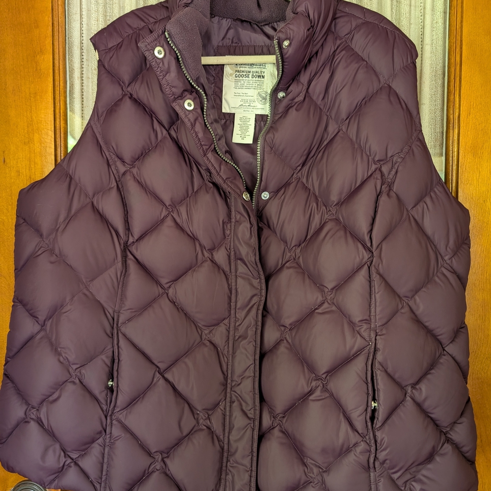 Eddie Bauer Purple Quilted Down Vest for Cozy Layering